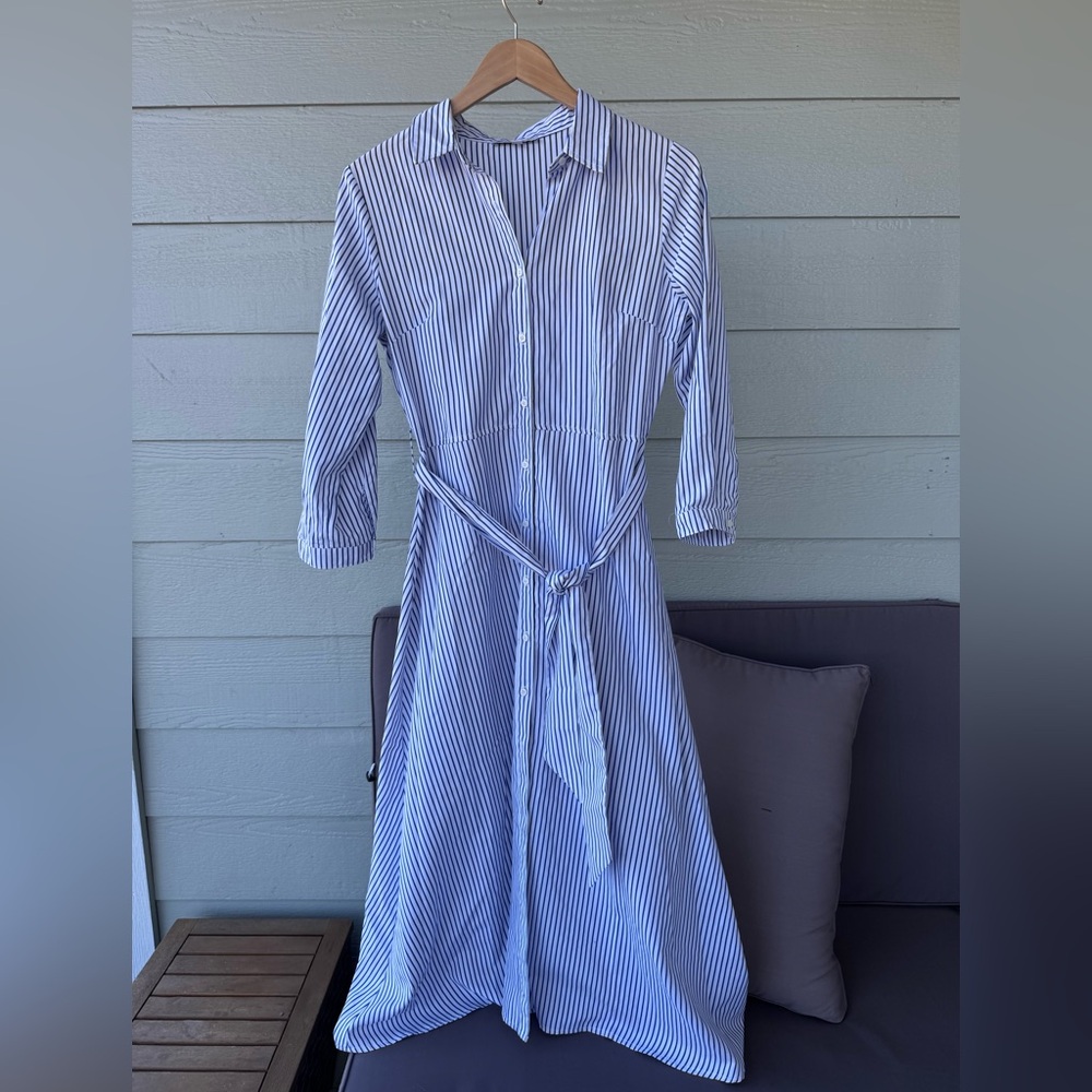 NWOT Purple Snow Blue and White Striped Dress